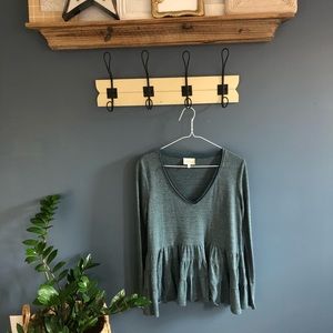 Anthro long sleeve peplum top - size xs